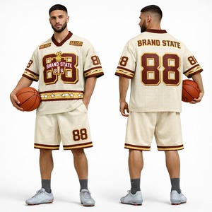 American Football Jersey and <b>Shorts</b> Set Breathable 100% <b>Polyester</b> Material Sportswear Custom American Football Jersey and <b>Shorts</b> - Product Image 1