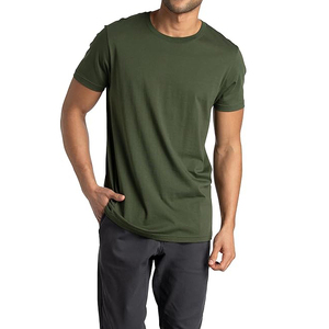 Camiseta de Algodón para Hombre, Corte Regular, Color Rosa, Manga Corta, Cuello Redondo, Color Sólido, Informal, Diseño Liso - Product Image 4