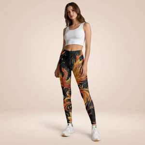 Leggings de Yoga Transpirables de Alta Calidad para Mujer con Diseño Elástico Único en la Cintura, Material de Secado Rápido y Ecológico, Decoración de Encaje - Product Image 1