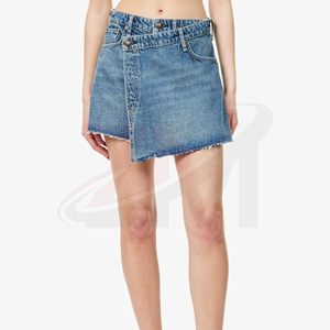 Collection de Vêtements en Denim Tendance : Hauts et Shorts en Jean Taille Haute pour Femme, Style Décontracté Streetwear - Product Image 2