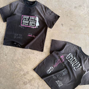 Front and <b>Back</b> Print Oversized Cotton <b>T</b> Shirt Vintage Washed Casual Streetwear Fashion Tee Unisex Style <b>T</b>-shirts - Product Image 2