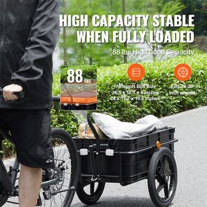 Chariot de vélo robuste, capacité de charge de 88 lb, remorque de transport pour vélo, pliable, rangement compact, attelage universel, conforme aux normes imperméables - Product Image 2