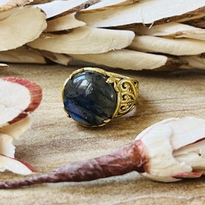 High Demand Brass <b>Labradorite</b> <b>Ring</b> Boho Floral Statement Jewelry For Women 18k Gold Plated Vintage Handmade Wholesale <b>Ring</b> - Product Image 5