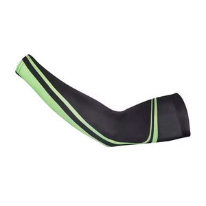 Manchons de compression pour cyclisme, noirs avec rayures vertes, protection anti-UV, pour adultes, unisexe, pour le sport - Product Image 5