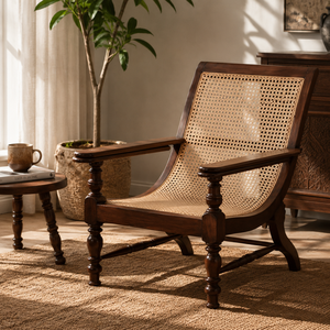 Luxury Teak Wood Rattan Lounge Chair Handmade <b>Cane</b> Armchair Solid Wood Leisure Chair Indoor Living Room Furniture - Product Image 5