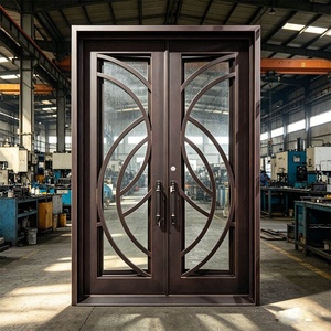 Royal Luxury Royal-style Wrought Iron Glass Exterior Main Gate Modern Design Water-Rust-Resistant Coating Easy Assembly <b>Swing</b> - Product Image 3