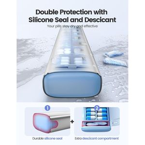 Organizzatore Settimanale per Pillole in Metallo di Grande Capacità con Coperchi Ermetici Antiumidità e Camera Essiccante Integrata per Custodie da Viaggio - Product Image 2