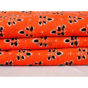 ผ้าฝ้ายพิมพ์ลายดอกไม้ ผ้าฝ้ายพิมพ์ลายด้วยมือ ผ้าฝ้ายเนื้อนุ่ม ผ้าฝ้ายทำมือสวยงาม - Product Image 1