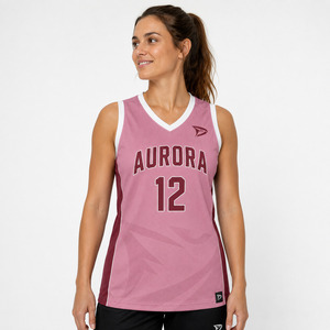 Aurora Women's Basketball Jersey V-Neck Sleeveless Moisture Wicking <b>Mesh</b> Tank <b>Top</b> Custom Sublimated Print 12 - Product Image 3