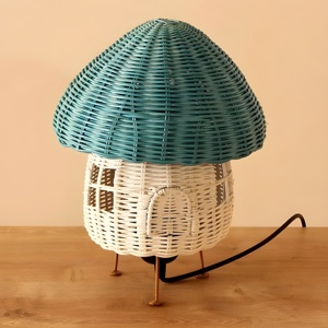 Brown Mushroom Shaped Light <b>Lamp</b> for <b>Bedside</b> Tables Baby Kids Bedroom Decor Natural Rattan Table <b>Lamp</b> - Product Image 5