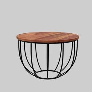 Table basse traditionnelle antique pour salon, plateau en bois avec base en métal noir, bureau à domicile, durable, écologique, prix de gros - Product Image 6