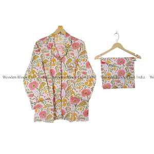 Conjunto de Pijama de Verano para Mujer, 100% Algodón Natural, Estilo Vintage, 3 Piezas, Camisa con Botones, Encaje Floral, Ropa de Dormir Cómoda - Product Image 2