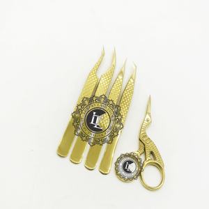 Pinzas profesionales para extensión de pestañas chapadas en oro, acero inoxidable de primera calidad, probadas a mano con punta puntiaguda, Etiqueta Privada - Product Image 6