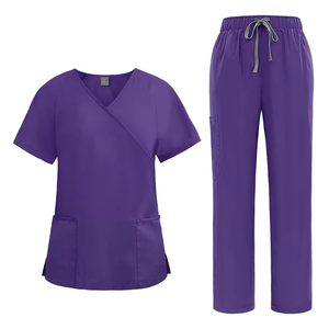 Conjuntos Quirúrgicos de Manga Corta de Secado Rápido, Uniformes Médicos Elásticos de Punto con Cintura Ajustable para Enfermeras, Uniforme de Hospital para Mujer - Product Image 1