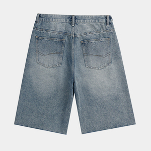 Pantalones Cortos de Mezclilla para Hombre, Lavado Claro, Estilo Desgastado, Pierna Recta, Cintura Media, Casuales de Verano, Tela de Algodón, Estilo Roto, Precio de Fábrica, OEM ODM - Product Image 2