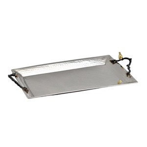 Wholesale Hammered Stainless Steel Serving Tray With Unique Bird Sculpted Handles <b>Table</b> Decoration Accessory Food Serving Tray - Product Image 1