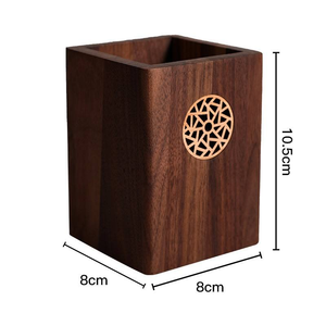 Porte-crayons de bureau en bois de noyer noir nordique, conteneur à stylos polygonal, décoration de bureau - Product Image 6