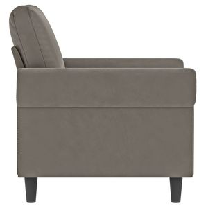 Fauteuil de salon en velours gris clair 100% polyester avec structure en contreplaqué et mousse métallique - Durable et élégant - Product Image 4