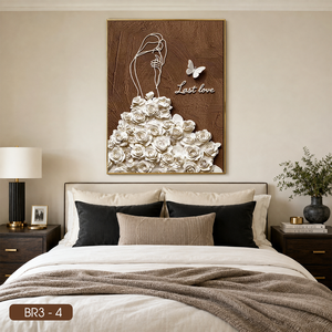 Peinture décorative murale élégante représentant une femme avec des fleurs, décoration intérieure, fabrication OEM au Vietnam, marque HALO BR3 - 4 - Product Image 2