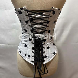 Full Bust Sublimated Printed Polka Dot Satin Corset Top - Product Image 4