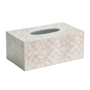 Caja de pañuelos rectangular de alta gama con incrustaciones de nácar y madera hecha a mano para decoración del hogar - Product Image 1
