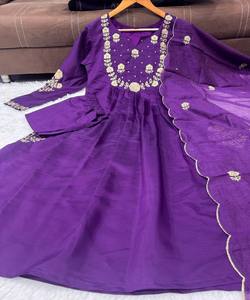 Conjunto de Lujo de Algodón Chanderi con Bordado, de Secado Rápido, con Dupatta, para Uso Festivo, Precio al por Mayor, Prenda Étnica - Product Image 2