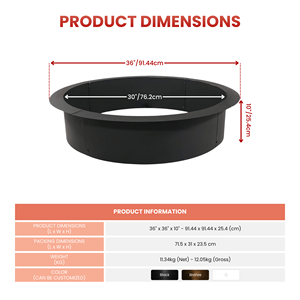 Anillo de Acero Redondo para Fogata, Inserto para Fogata al Aire Libre, para Leña, para Jardín o Patio Trasero, FR001 - Product Image 2