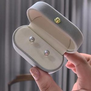 Boucles d'oreilles en perles de chanvre argentées claires inspirées de l'eau de mer abondante, 6-8 mm, argent pur, simples et compactes, bijoux pour l'oreille - Product Image 2