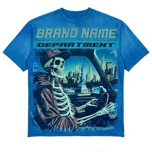 T-shirt à manches courtes pour homme, service OEM, motif crâne, style streetwear, col rond, design imprimé, personnalisable - Product Image 4
