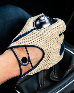 Gants en cuir pour poignets avec paume tricotée respirante, style uni, pour usage extérieur printemps-été - Product Image 6