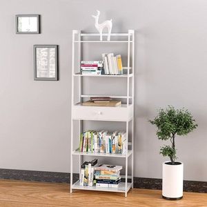 Libreria a Scala WTZ a 5 Ripiani con Cassetti Girevoli, Scaffale Moderno Aperto Bianco per Camera da Letto, Soggiorno, Ufficio - BC 239 - Product Image 2