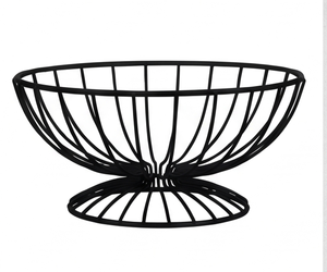 Moderna Cesta de Almacenamiento de Alambre Metálico con Acabado Negro, Frutero Decorativo Multiusos, Elegante Adorno de Cocina - Product Image 1