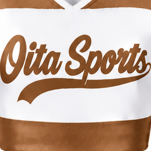 Ensemble d'uniforme de cheerleading sublimé blanc et marron sans manches, haut et jupe pour équipe sportive, tenue de sport pour entraînement, performance et compétition - Product Image 3