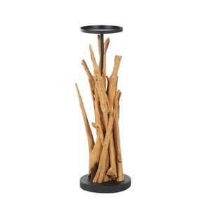 Decorative Antique Style Irregular Wood Branch <b>Candle</b> Stand Black Metal Base Home Decoration Durable - Product Image 2