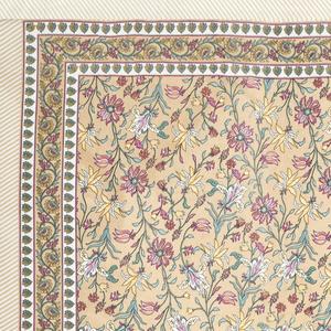HappyKraft Handmade Floral Block Print Beige Cotton Rectangular <b>Table</b> <b>Cover</b> Eco-Friendly for Home & Hotel Use - Product Image 4