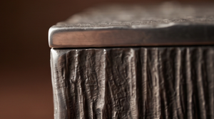 Boîte de rangement rectangulaire de luxe en métal argenté pour fruits secs, motif grain de bois texturé écorce d'arbre - Product Image 4
