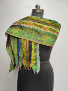 Ethnic Geometric Printed <b>Green</b> <b>Silk</b> Scarf Square Shape Multi-Functional Fashion for Women All Seasons - Product Image 4