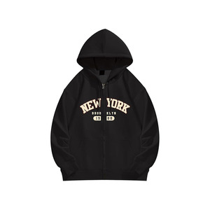 Sweat-shirts à capuche zippés pour femmes, style New York, avec lettres, style universitaire, avec poches - Product Image 1