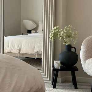 Miroir sur pied en teck style shabby chic, cadre en teck massif, finition blanche, écologique, fait main, épaisseur 5 mm, chambre à coucher, salon, hôtel - Product Image 4