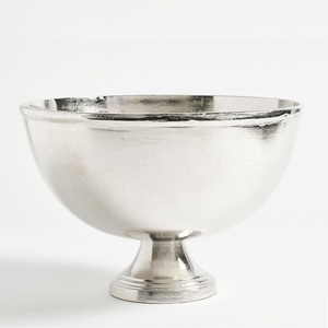 Minimalist Silver <b>Footed</b> Bowl Versatile Metal Pedestal Dish for Home or Events <b>Footed</b> Beverage Tub Metal <b>Ice</b> Chiller - Product Image 1