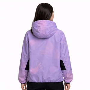 Chaqueta cortavientos con capucha y cremallera para mujer, ligera, morada, para uso en exteriores, ropa de calle, proveedor OEM, chaquetas para hombre con logotipo personalizado - Product Image 2