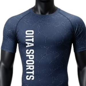 Ensemble de t-shirt et short de compression bleu marine pour homme, séchage rapide, extensible, pour entraînement fitness, sport, gym, vêtements de sport athlétiques - Product Image 3