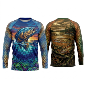 Maillot de pêche personnalisé 100% polyester respirant à séchage rapide, haute qualité, sublimé, manches longues, protection UV, antibactérien - Product Image 1