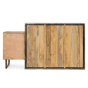 Modern Solid Wood <b>Sideboard</b> 3D Geometric Design Midcentury Storage Cabinet 3 ft Capacity Living Room Bathroom Hotel Home - Product Image 5