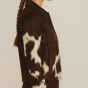 Dernière Collection : Veste d'Hiver Matelassée en Cuir de Vachette Véritable et Cheveux Naturels pour Femme – Tendance, Écologique, Respirante et de Haute Qualité - Product Image 6