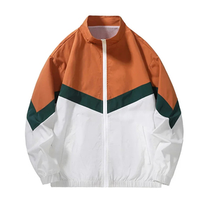 Men's Color Block <b>Racer</b> <b>Jacket</b> Zipper Closure Stand Collar Sporty Style Breathable Polyester Spring Wear Regular Fit - Product Image 6