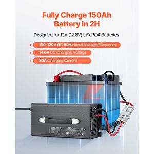 Caricabatterie Intelligente al Litio 12V 80A 14.6V AC DC LiFePO4 per Connettore Anderson con Indicatore LED e Attivazione a 0V, con Scatola in Alluminio - Product Image 2
