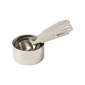 Set Of 5 Eco-Friendly Stainless Steel <b>Measuring</b> Cups And <b>Spoon</b> Shiny Polished Handcrafted Tabletop Best For Hotel And Wedding - Product Image 4