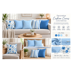 Woven Cotton Accent Cushion Modern <b>Decorative</b> <b>Pillow</b> Cover with Hidden Zipper for Living Room - Product Image 3
