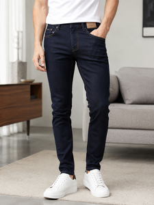 Jeans de Mezclilla Negros de Corte Recto y Ajustado para Hombre, Marca WEBSON, Cintura Media, Elegantes, 100% Algodón, Secado Rápido, Transpirables y Ligeros - Product Image 6